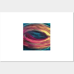 Spin Strokes | Pink, Yellow, Blue, Teal, and Magenta Digital Painting Posters and Art